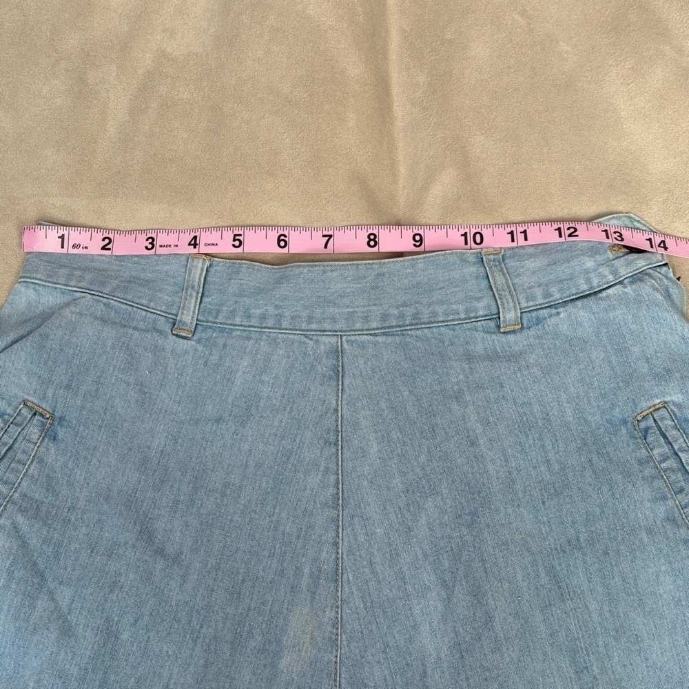 VINTAGE 1980s Calvin Klein Sport Denim Chambray Midi Skirt Flare A Line Size 10* - Picture 9 of 12